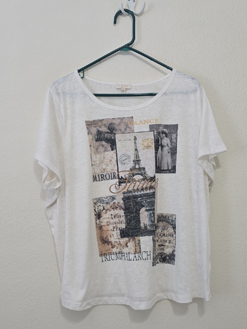 Laura White Tee with Subtle Gold Accent 3x